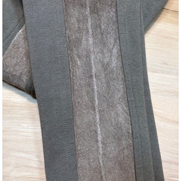 Hale Bob XS Suede Panel Legging Pant Leather Trim Stretch Olive Insm 26” sz XS - Picture 9 of 13